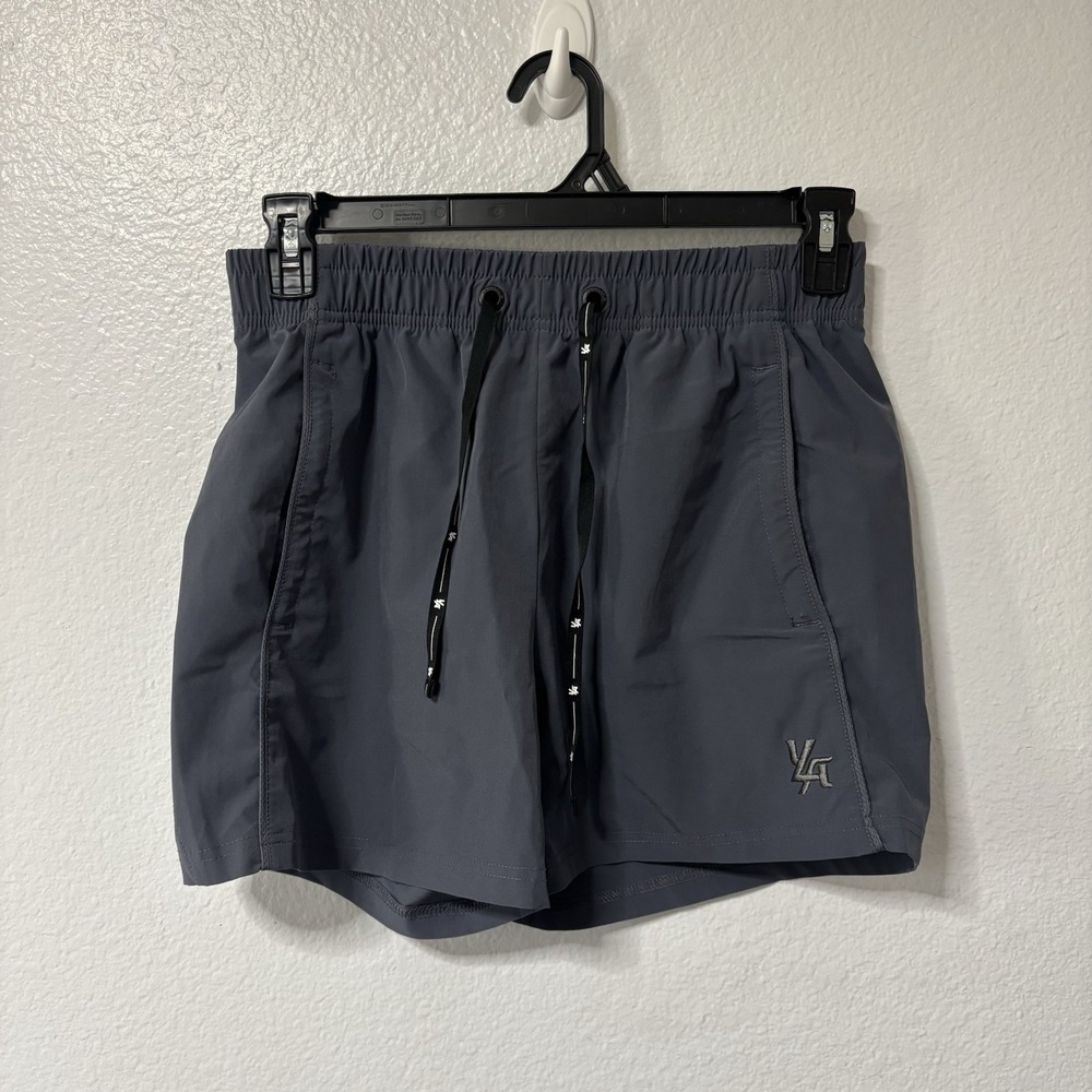 Youngla Bodybuilding Shorts Mens Medium 4" Gray Elastic Waist Athletic Gym